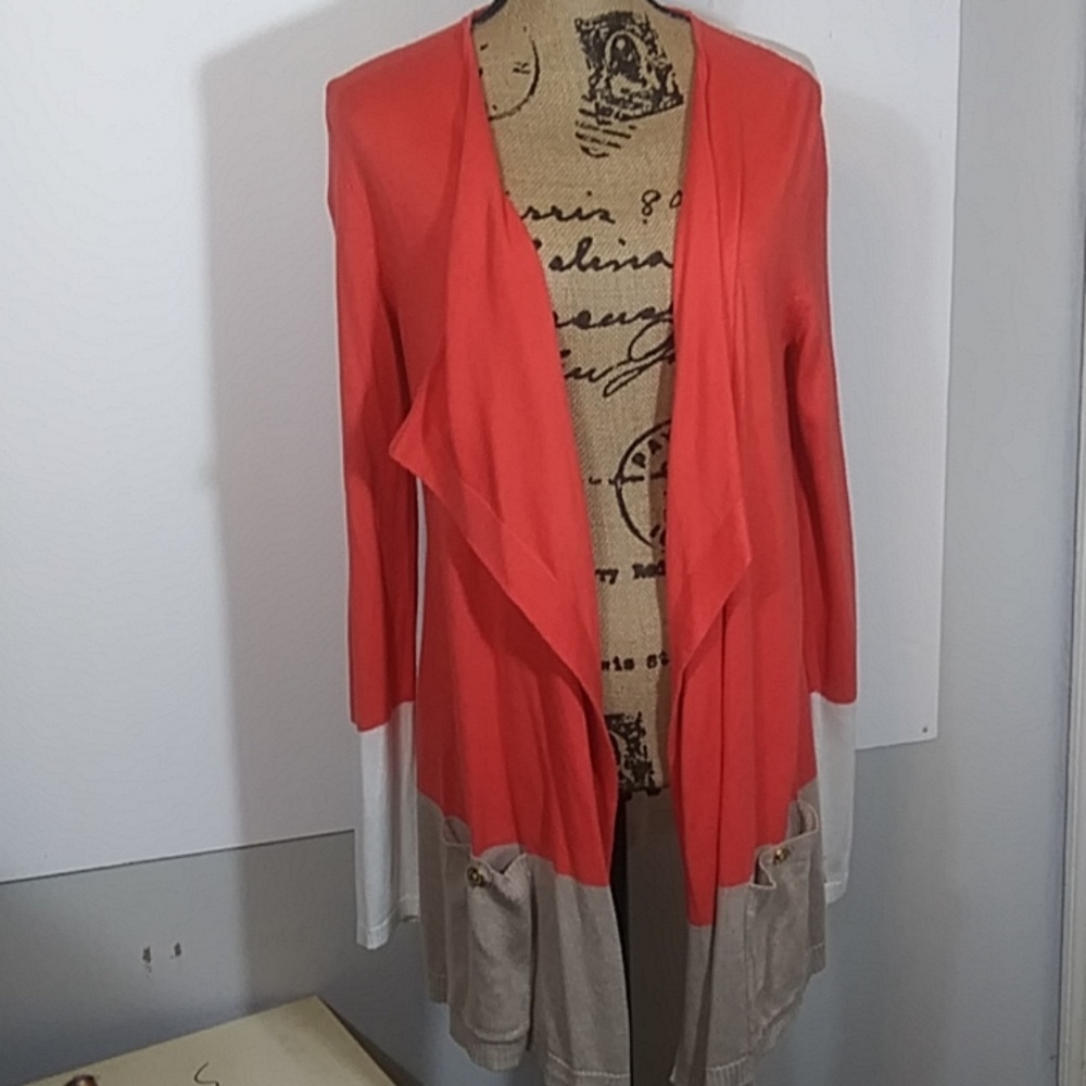 Dana Buchman Open Front Color Block Cardigan - image 1